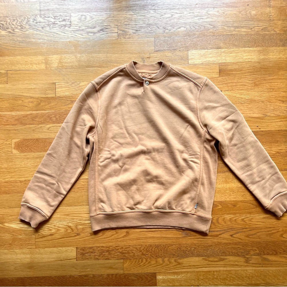 32 Bar Blues Men's Brown Henley Sweater Size Medium - Light Brown / Orange / Tan